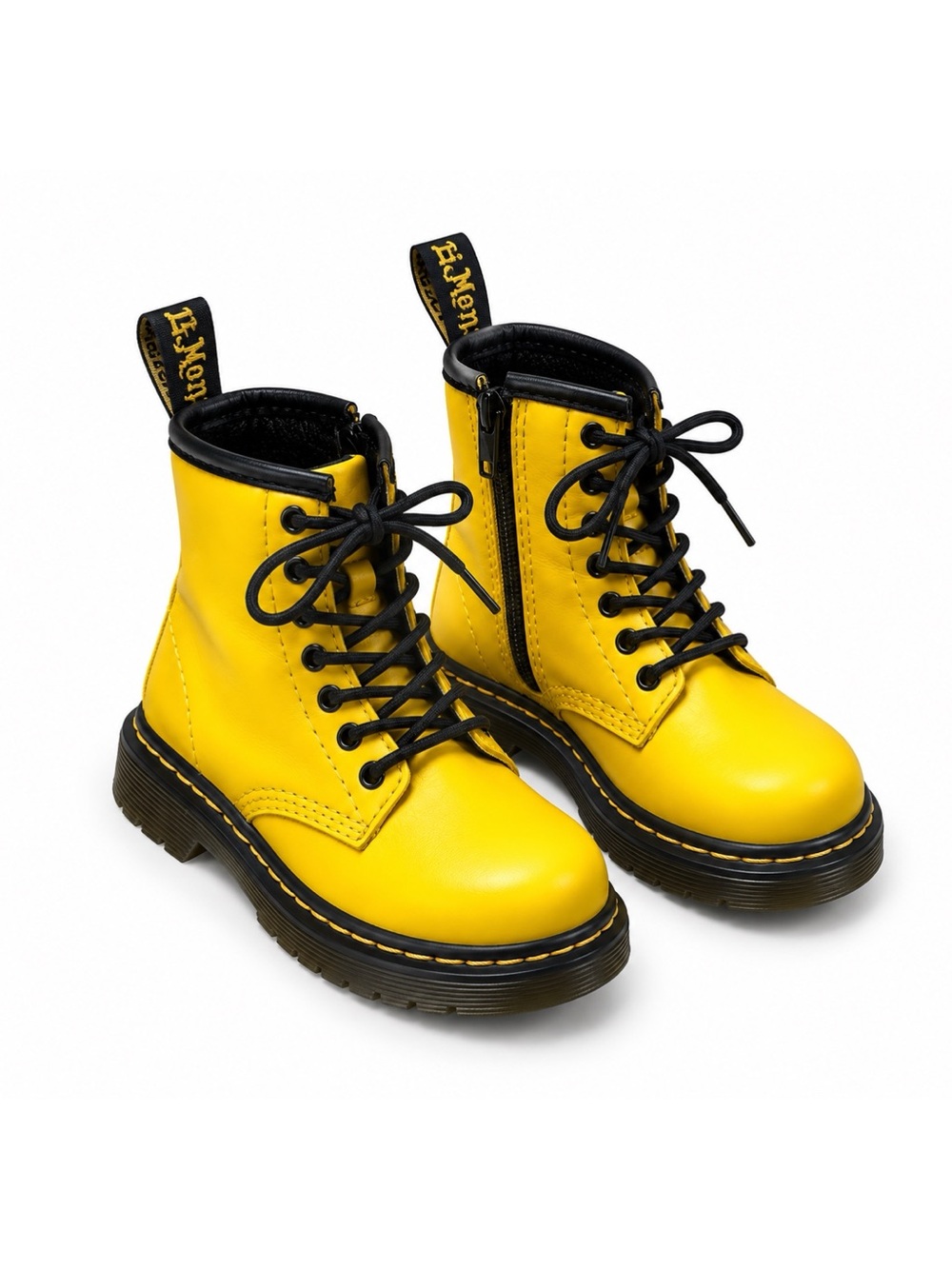 Dr. Martens Toddler 1460 Yellow Muted Leather Lace Up Zip Boots Size 8